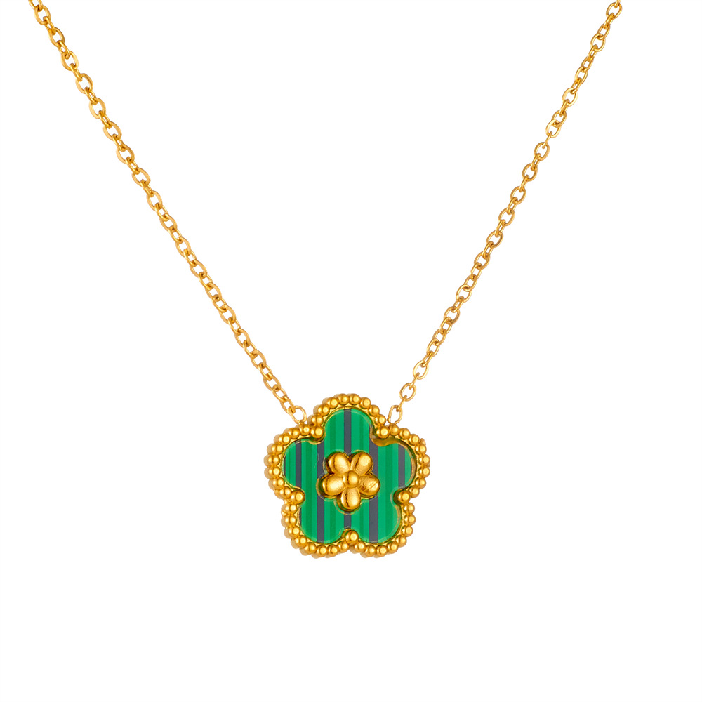 跨境款不锈钢五叶草项链 18k金简约ins钛钢不掉色梅花项链饰品女详情15