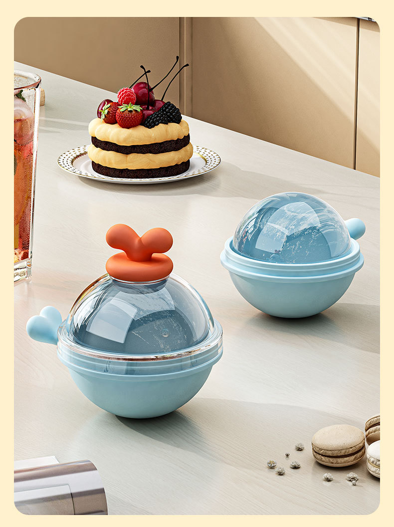 Ice hockey mold with round ears, spherical ice cubes, ice cube trays, whisky, household food-grade silicone ice cube mold pic 13