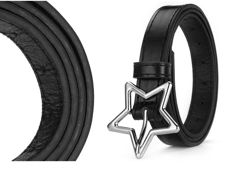 儿童款五角星合金扣女士腰带简约百搭星星全孔连衣裙牛仔裤皮带女详情14