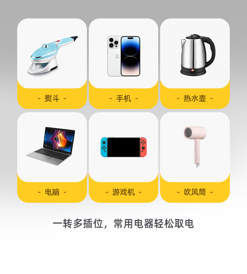 纯铜排插一转多插位 无线usb转换插座多功能家用办公插板夜灯插排详情3