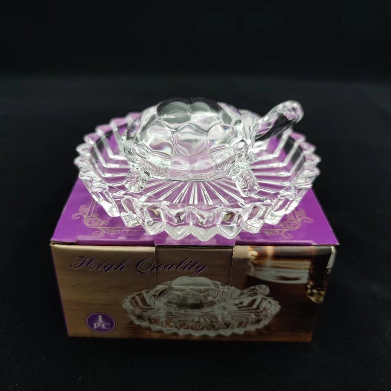 Transparent crystal glass turtle for wealth, feng shui, money turtle, glass animal for warding off evil spirits, decorative craft with plate set pic 8
