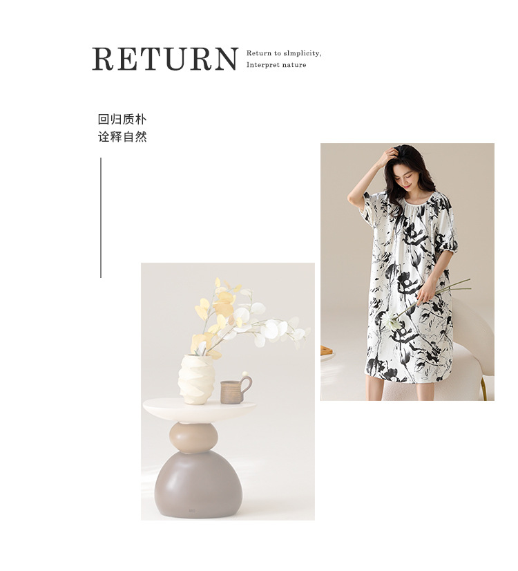 厂家新款春夏莫代尔棉亲肤睡裙女双口袋可外穿家居服7A级抑菌面料详情14