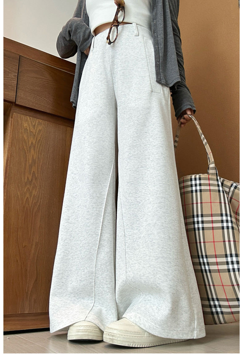 灰色运动裤女华棉秋冬2025新款高腰宽松直筒加绒加厚休闲阔腿卫裤详情16