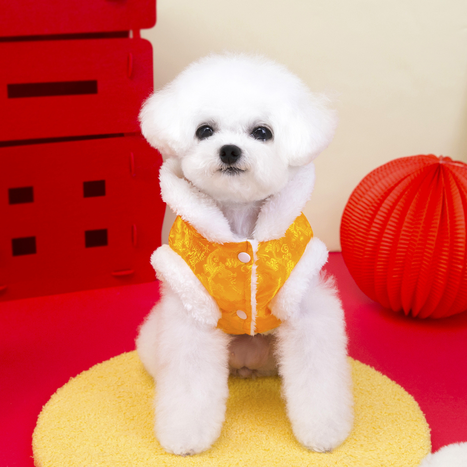 Pet clothing, dog clothes, autumn and winter festive outfits, new pet New Year outfits, Tang suits, 25 peony embroidery Tang suits, cotton-padded jackets pic 9