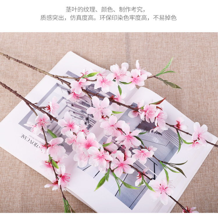 婚庆仿真桃花 花卉桃花枝批发 假花室内客厅装饰绢布小桃花仿真花详情9