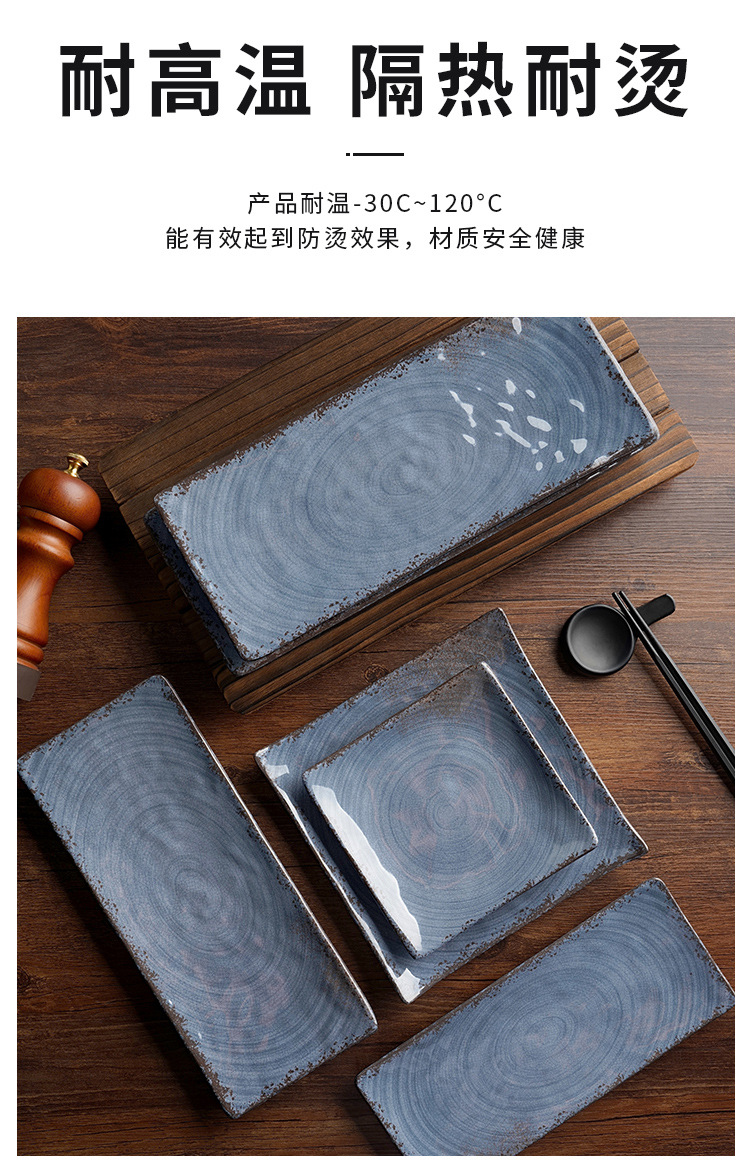 New imitation porcelain KB tile grey pattern melamine tableware factory direct sales melamine tableware pic 6