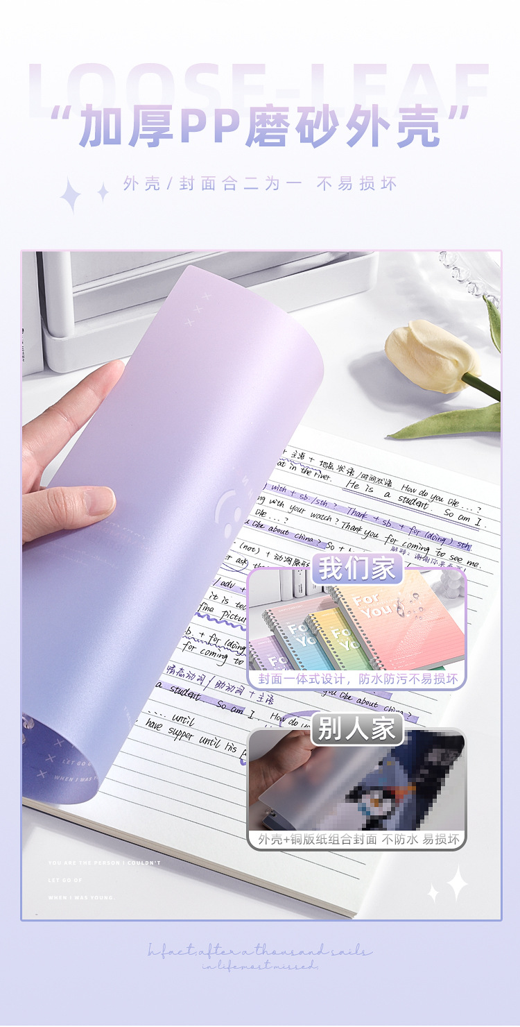 Gradient color loose-leaf notebook, detachable coil notebook, B5 notepad, loose-leaf notebook, waterproof postgraduate entrance examination horizontal line notebook pic 11