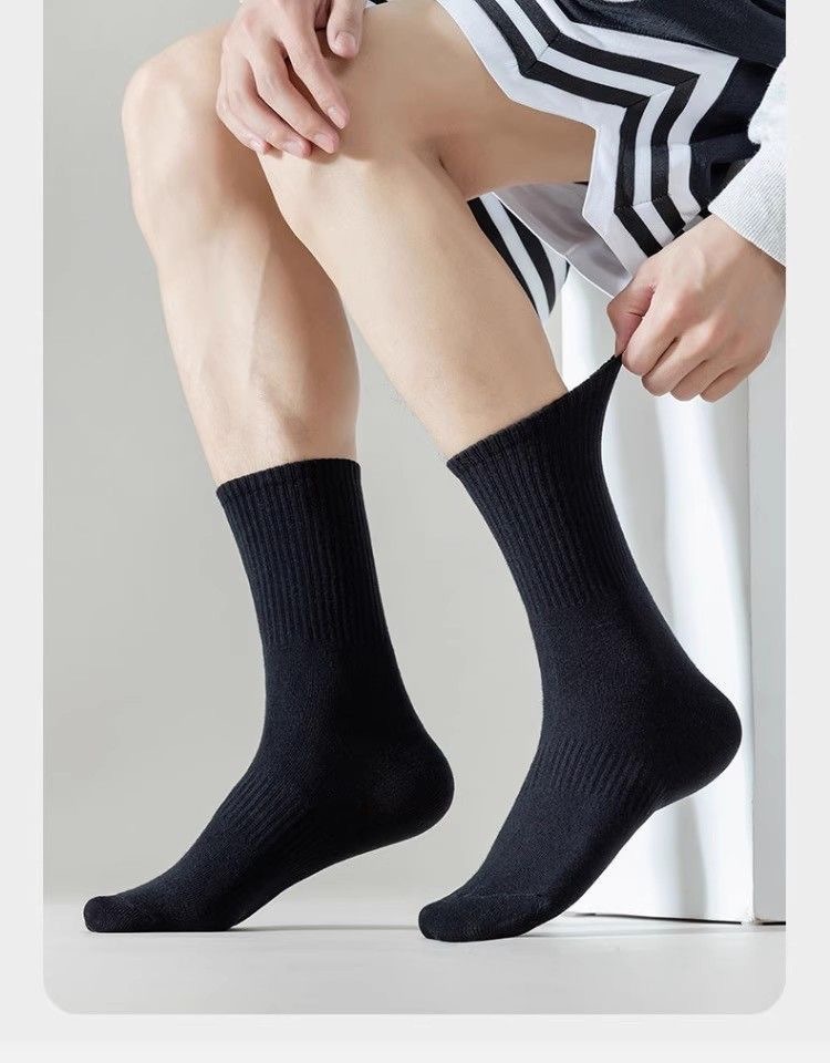 一次性黑白灰袜子男女短袜商务休闲中筒运动袜子地摊超市跨境批发详情5