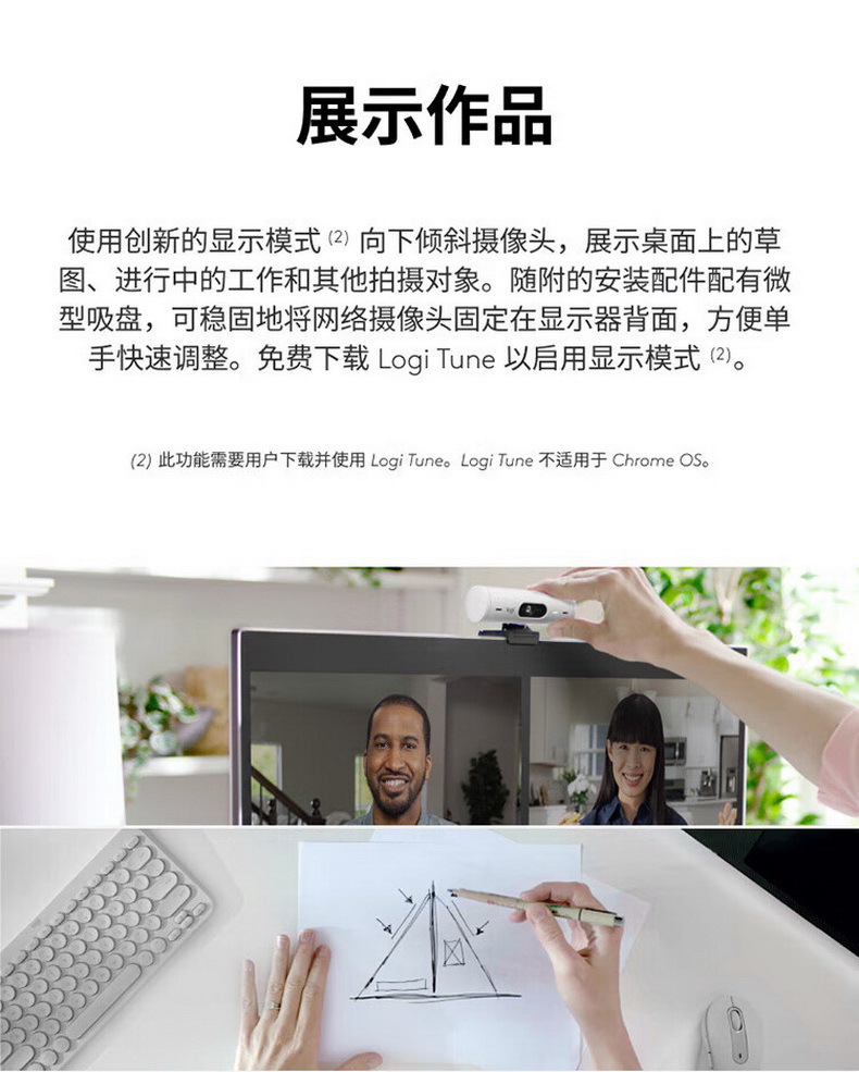 Logitech BRIO 500 high-definition live streaming camera, 4K desktop laptop, driverless with microphone for network video conferencing pic 11