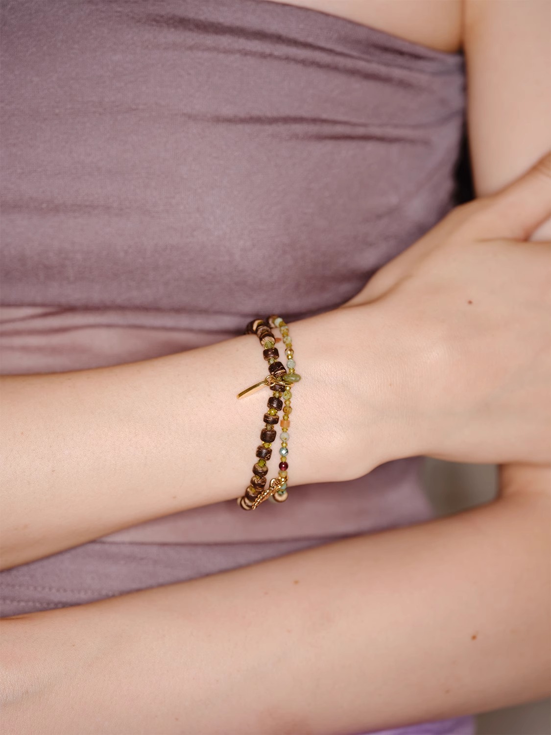 ins椰风葡萄手串多层叠戴天然石串珠双层手链女葡萄园浪漫仲夏夜详情16