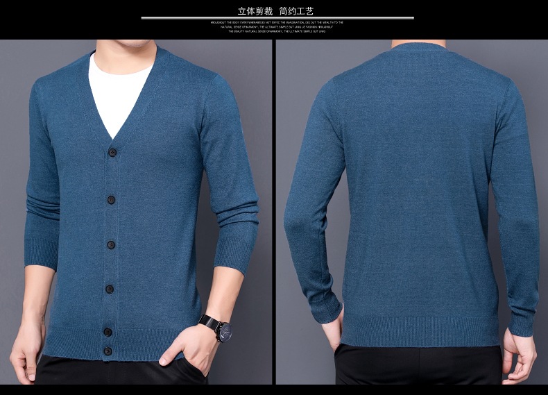 跨境外贸2024秋季新款针织开衫男薄款长袖纯色针织衫男士毛衣批发详情25
