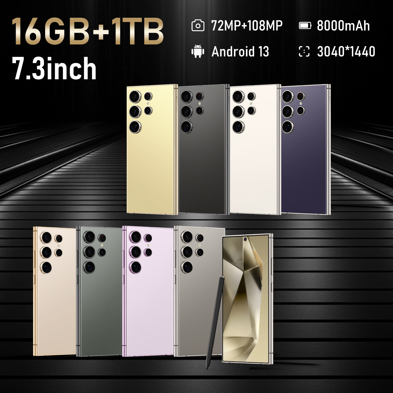 TK爆款S24 Ultra真4G 6+64GB跨境手机全球版直角屏7.3寸智能手机详情3