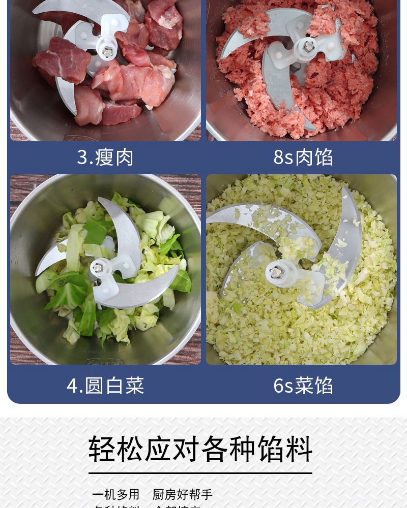 新飞电动绞肉机家用多功能料理机搅拌机搅馅绞馅机蒜蓉泥器辣椒粉详情22