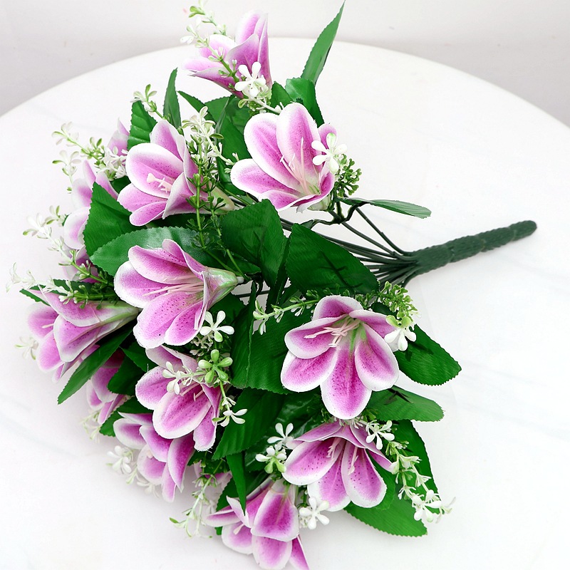 跨境代发仿真花盆栽新娘百合手捧花束葫芦花瓶套装舞蹈道具摆放花详情29