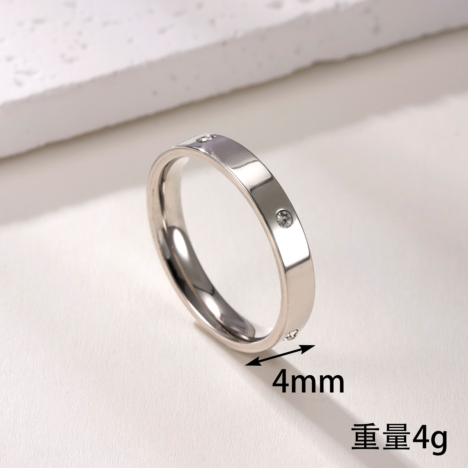 跨境 钛钢戒指新款不锈钢饰品三生三世三件套镶钻对戒 情侣戒指详情3