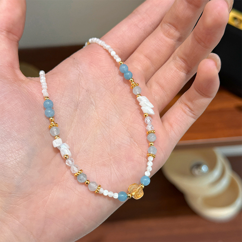 时尚清新精致高级感贝母淡水珍珠串珠项链轻奢小众气质叠戴锁骨链详情7