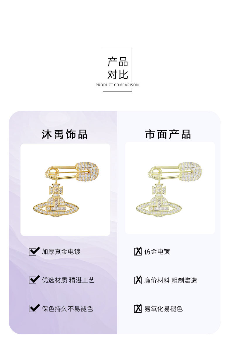 轻奢时尚经典土星别针微镶满锆个性复古设计日常穿搭胸针爆款胸花详情20