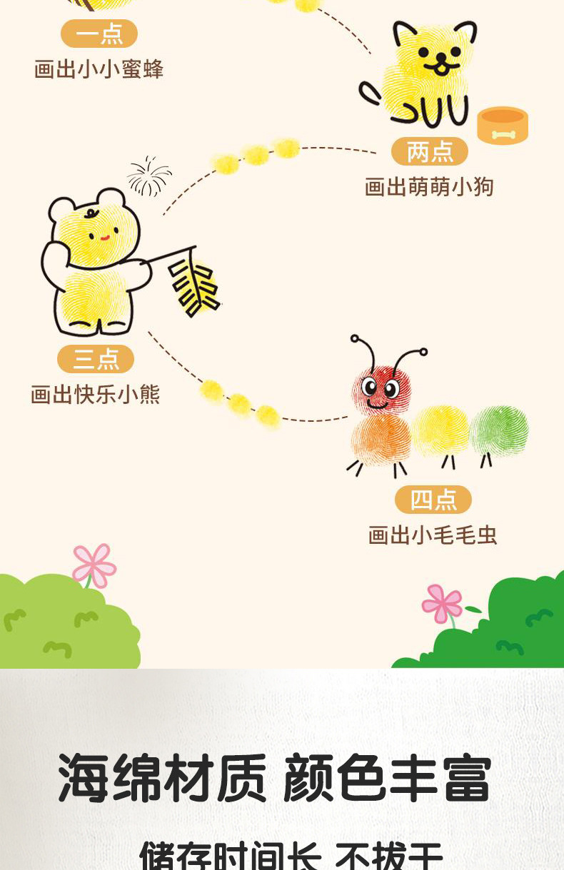 儿童手指画24色幼儿园涂鸦画本宝宝绘画手指点画玩具印泥绘画套装详情25
