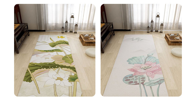 Modern Chinese-style lotus large prayer mat for home bedroom, long prayer mat, smooth crystal velvet large-sized lotus carpet pic 13