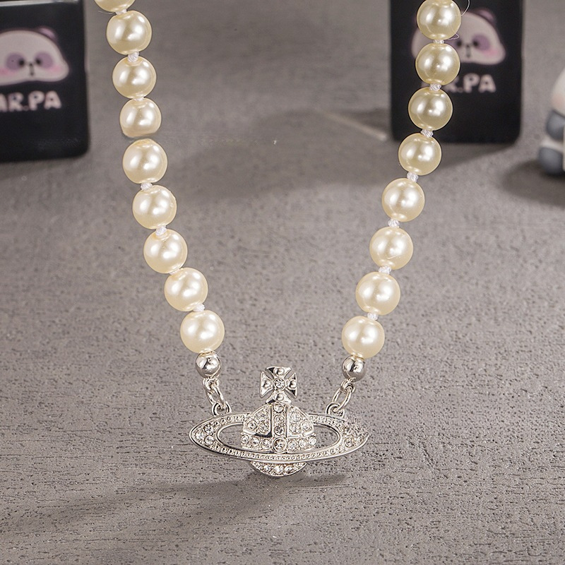 经典西太后土星珍珠项链高版满钻镶嵌施家玻璃珍珠锁链女娜娜同款详情4