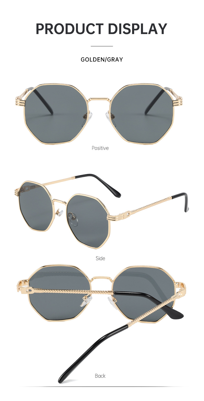 气质金属墨镜女新款复古方形高级感男太阳眼镜茶色显瘦圆脸太阳镜详情17