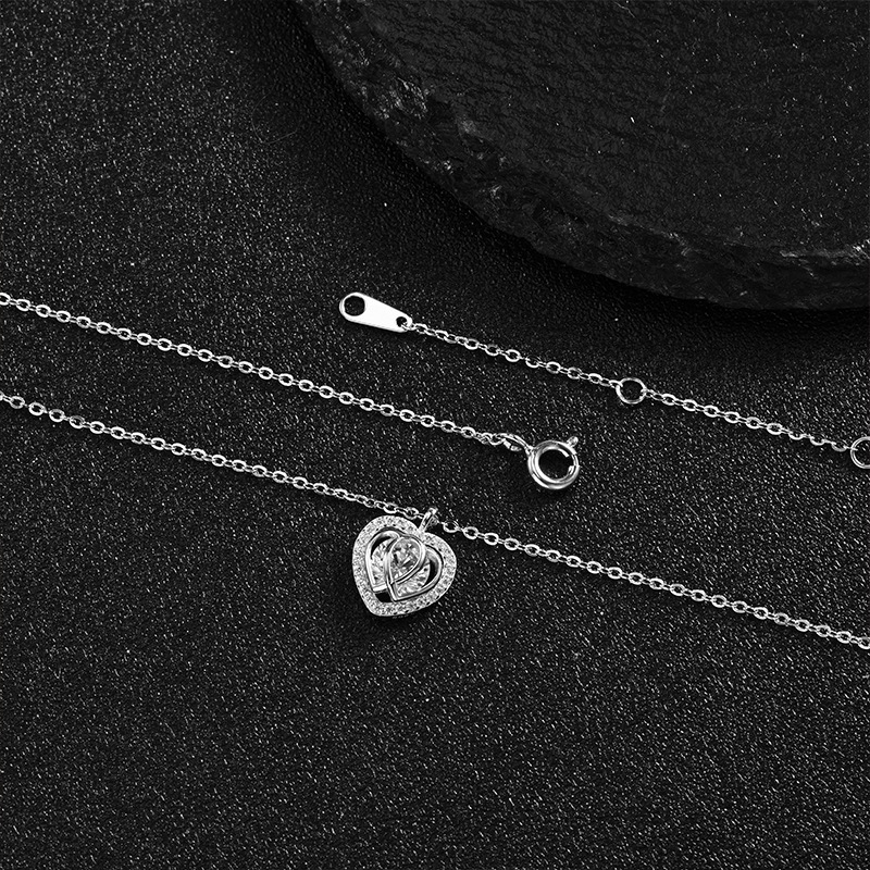 S925 All-silver Swan Kiss Heart Necklace for Women, 26 new style gourd pendant love bouquet necklace pic 4