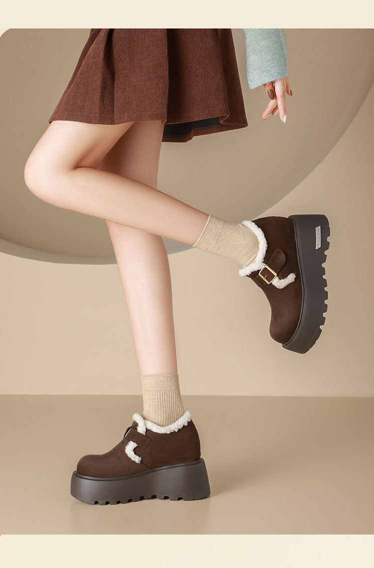 厚底勃肯鞋女2025冬新款英伦风小皮鞋加绒雪地靴10cm内增高乐福鞋详情17