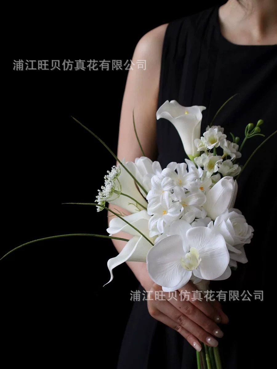 仿真花白色风信子马蹄莲新娘拍照手捧花影楼摄影婚纱照旅拍领证花详情3