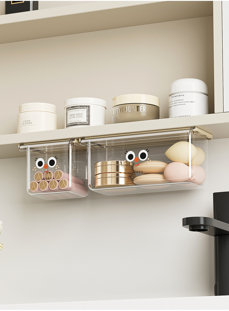Drawer-style storage box, large-capacity home, cute style bathroom cabinet, hidden storage rack, transparent hanging storage box pic 16
