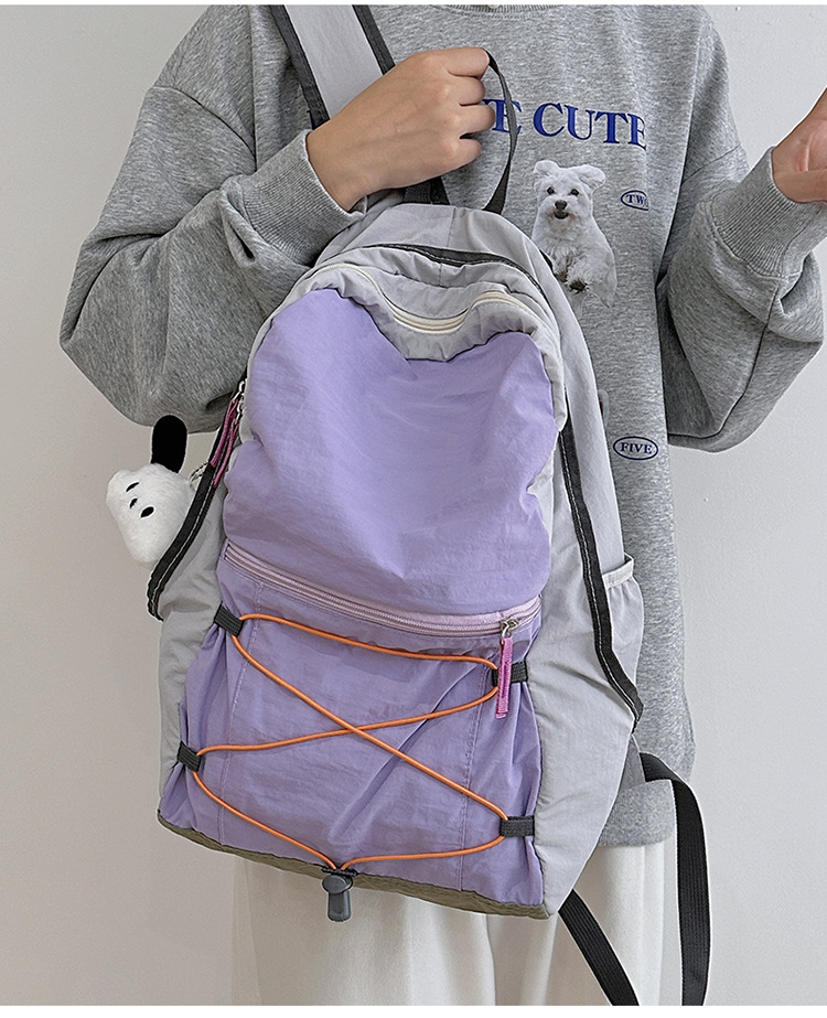 旅行户外双肩包女轻便撞色登山包徒步骑行大容量运动春游爬山书包详情17