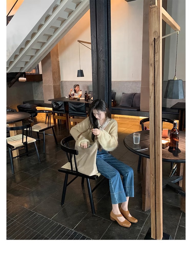 软羊皮~法式方头粗跟玛丽珍鞋女秋复古猪鼻子芭蕾鞋女小皮鞋单鞋详情48