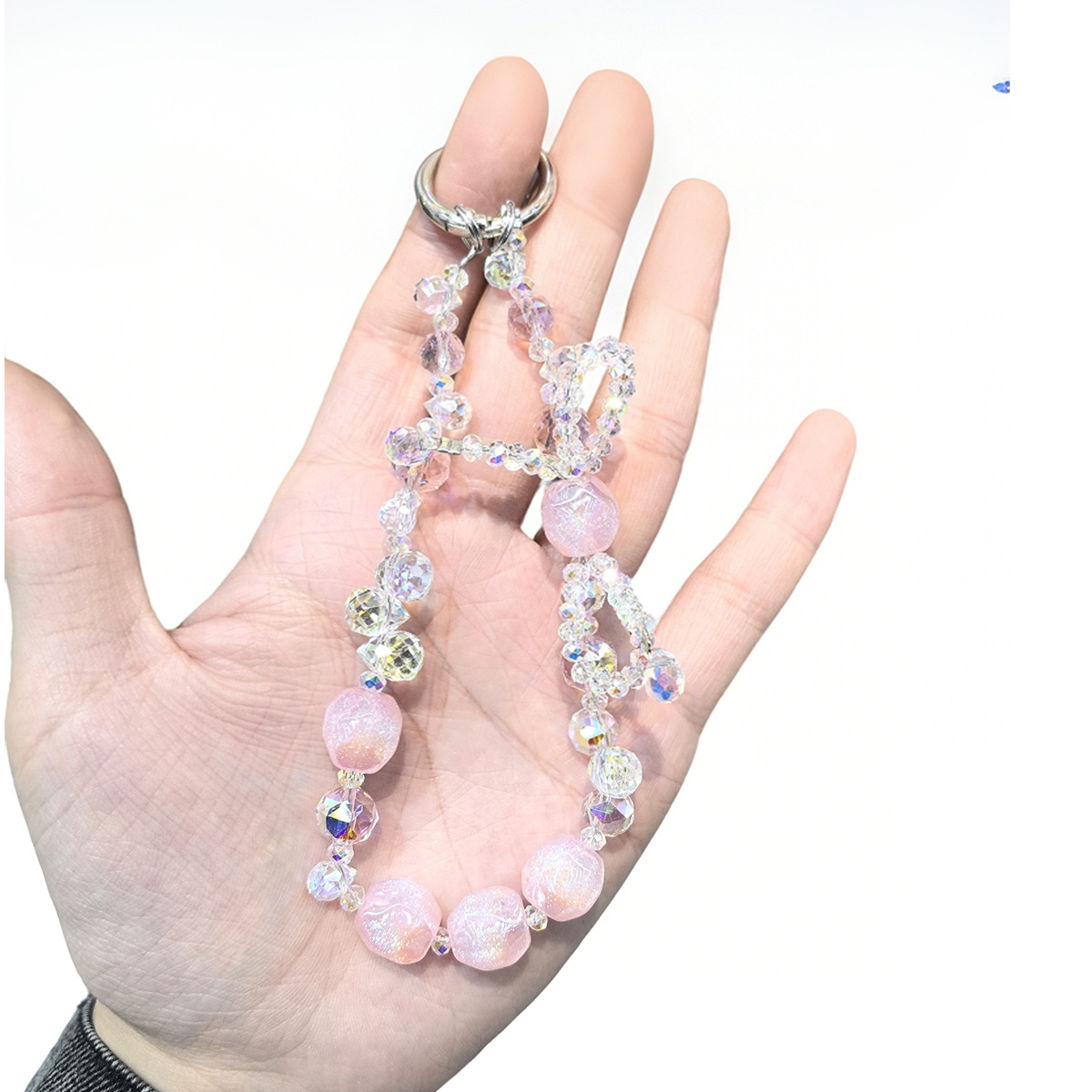 卡通糖果色蝴蝶结串珠钥匙扣多色渐变挂饰小众精致少女心包包挂件详情3