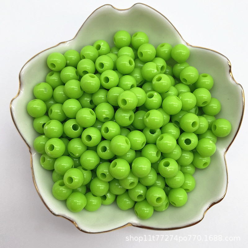 4/6/8mm亚克力直孔实色圆珠 diy手工串珠材料 光面珠子手机链散珠详情17