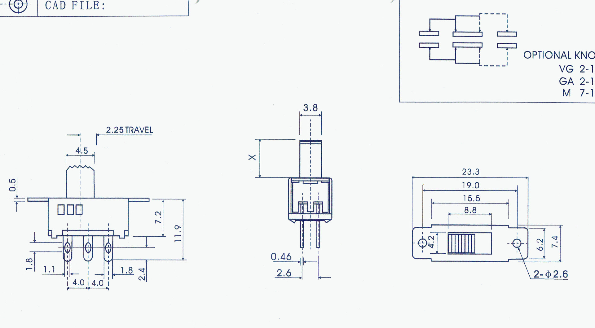 SS23D32 double-row three-position 2P3T vertical six-pin toggle switch double-pole three-position sliding switch pic 5