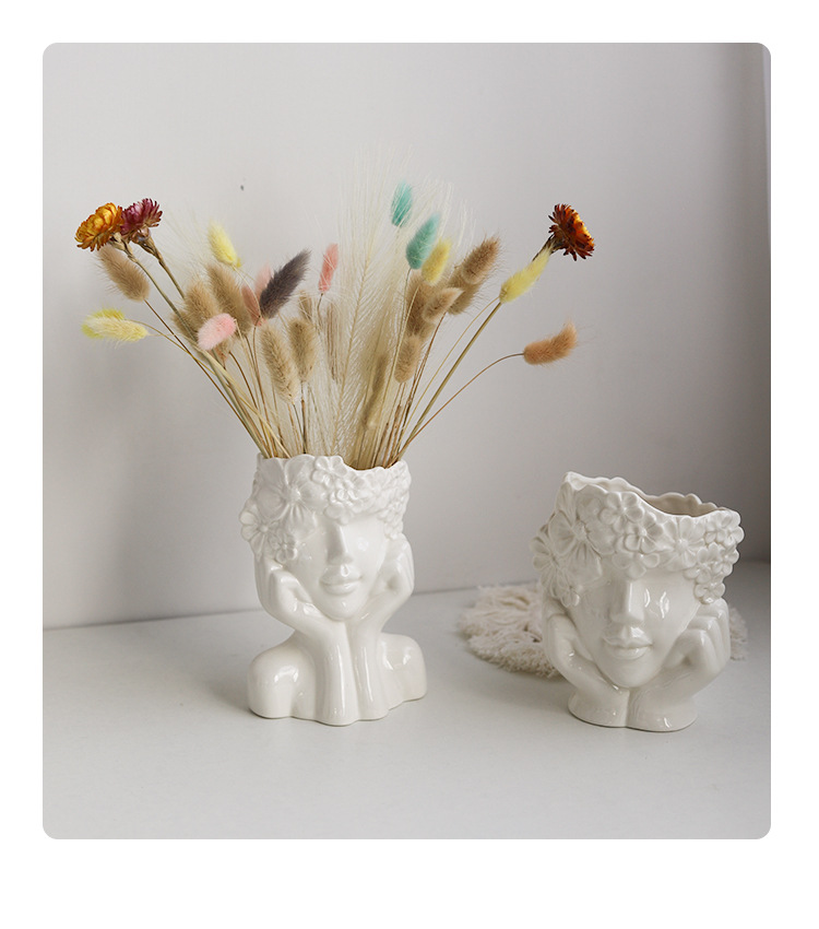 2026 Nordic Creative Home Desktop flower arrangements, figure statues, ornaments, human body ceramic vases, artistic flower vases, cross-border wholesale pic 13