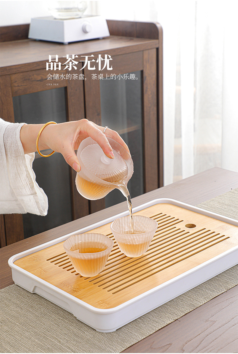 日式竹制茶盘托盘长方形家用办公室放茶杯干泡台盘子蓄水泡茶批发详情15