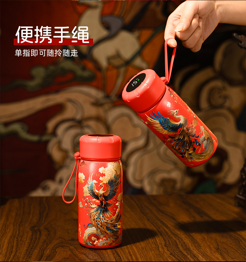 凤凰水杯不锈钢国潮智能保温杯真空温显杯商务办公礼品杯批发详情6