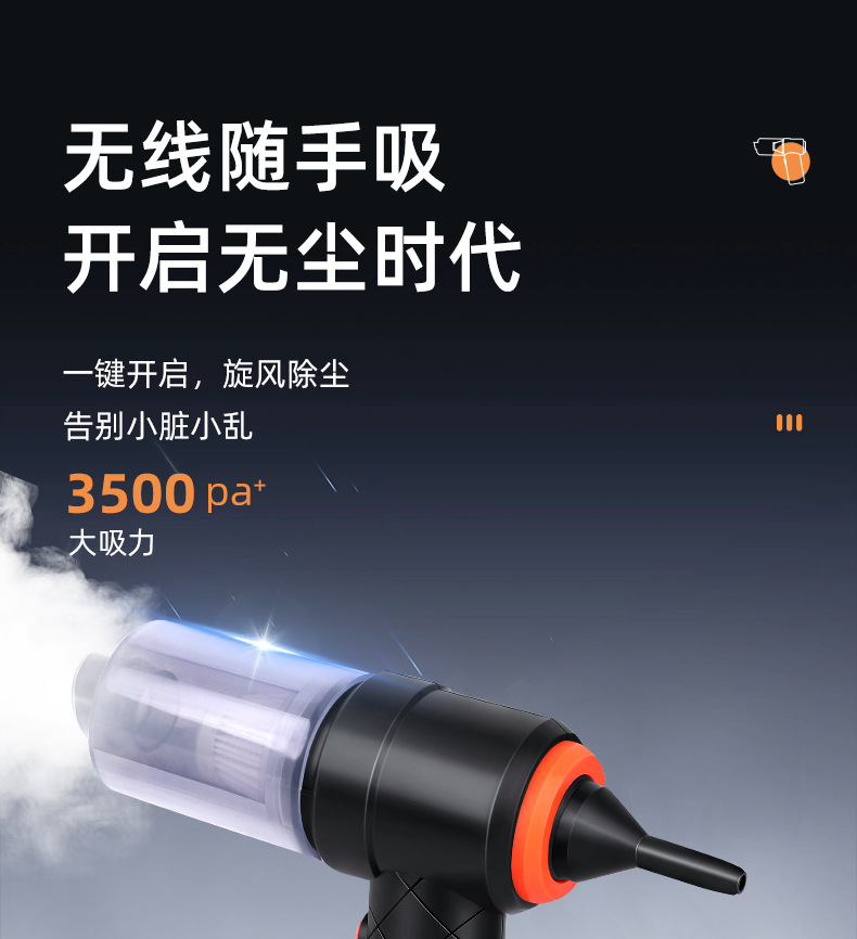 夕米手持便携式车载吸尘器 吸吹两用一体无线大吸力汽车用吸尘器详情1