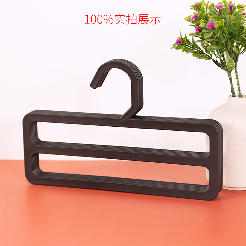 Double-layer scarf rack, towel rack, square plastic black scarf and silk scarf display stand, thickened hook for silk scarves and towels pic 8