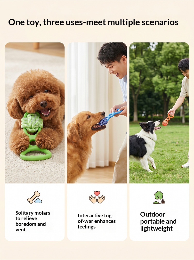 Macaron multi-color pet drawstring knot toy, wear-resistant cotton rope, dog to relieve boredom, teeth grinding, biting pet daily necessities pic 13