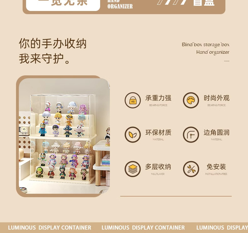 友耐娃娃盲盒展示架透明防尘乐高手办收纳展示柜泡泡玛特展示盒详情4