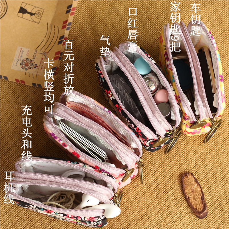 包邮小钱包零钱包韩国版拉链女式帆布艺可爱迷你硬币包耳机收纳袋详情2