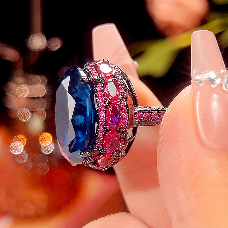 2025新款庄生生珠宝铜底镀金仿真干枯玫瑰轻奢豪镶古戒指石18*20详情4