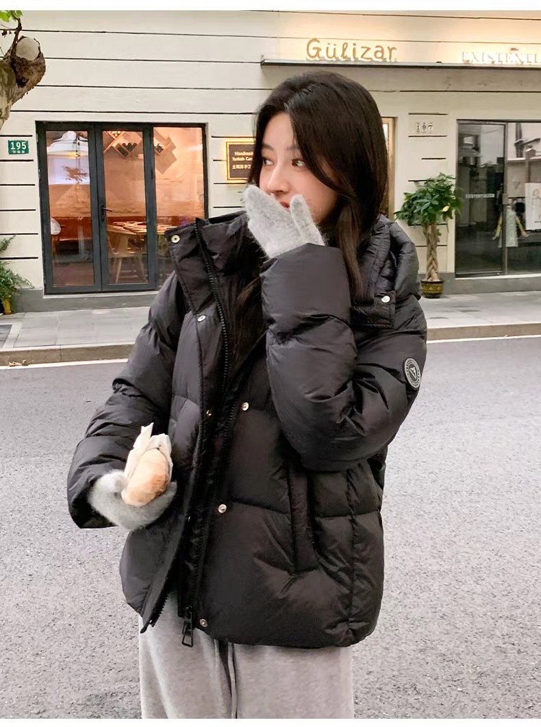 奶米色女装短款羽绒服女冬季新款2025小个子韩版宽松90白鸭绒外套详情25