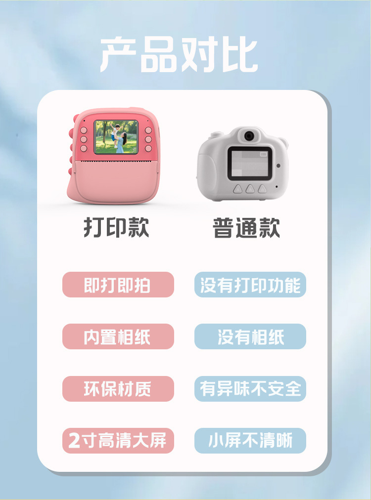 跨境即时打印儿童相机趣味游戏多功能拍照录像拍立得儿童照相机详情17