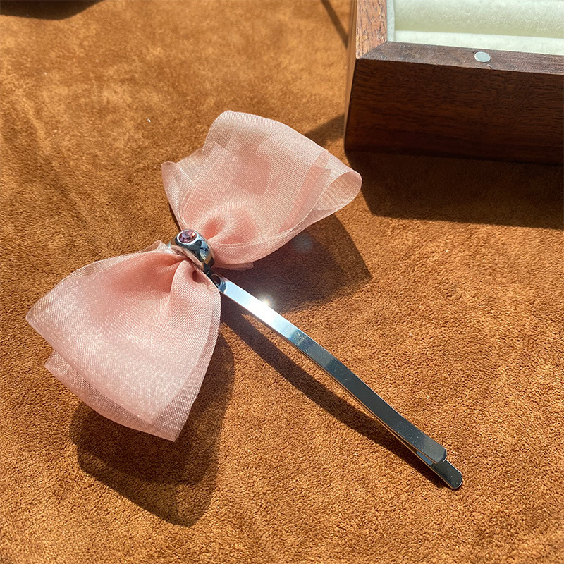 虞书欣同款粉色蝴蝶结发夹高级感精致可爱甜美鸭嘴夹头饰2025新款详情2