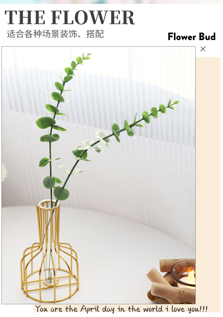 ins风仿真花软胶尤加利叶假花摆设北欧复古家居装饰花绿植摆件详情2