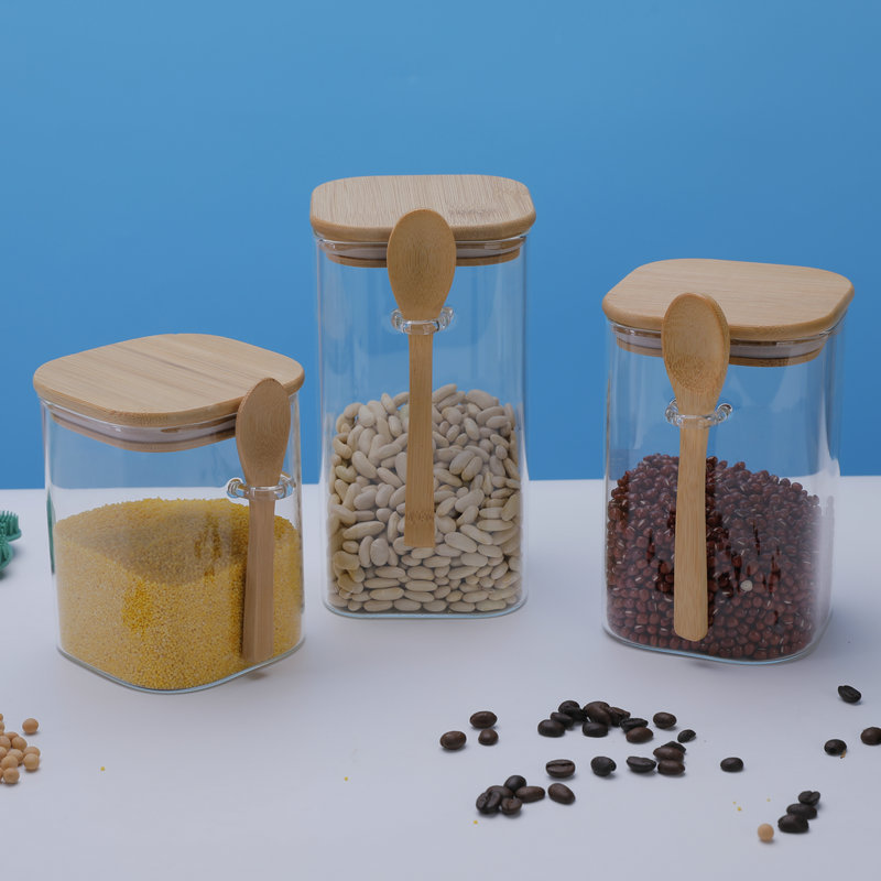 方形玻璃储物罐咖啡豆杂粮密封罐透明坚果罐食品级防潮玻璃罐批发详情2