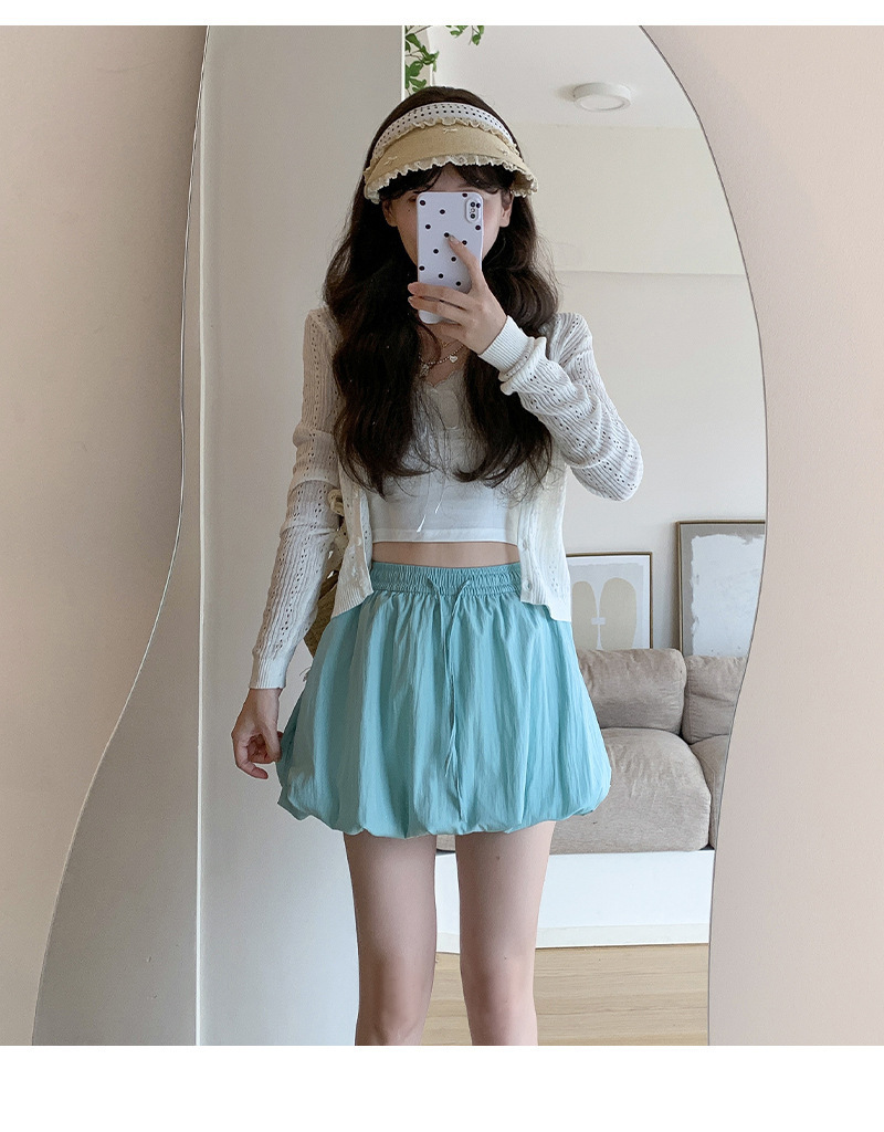 韩系甜美风冰丝花苞短裙女蓬蓬裙纯色夏季气质百搭防走光A字版型详情29