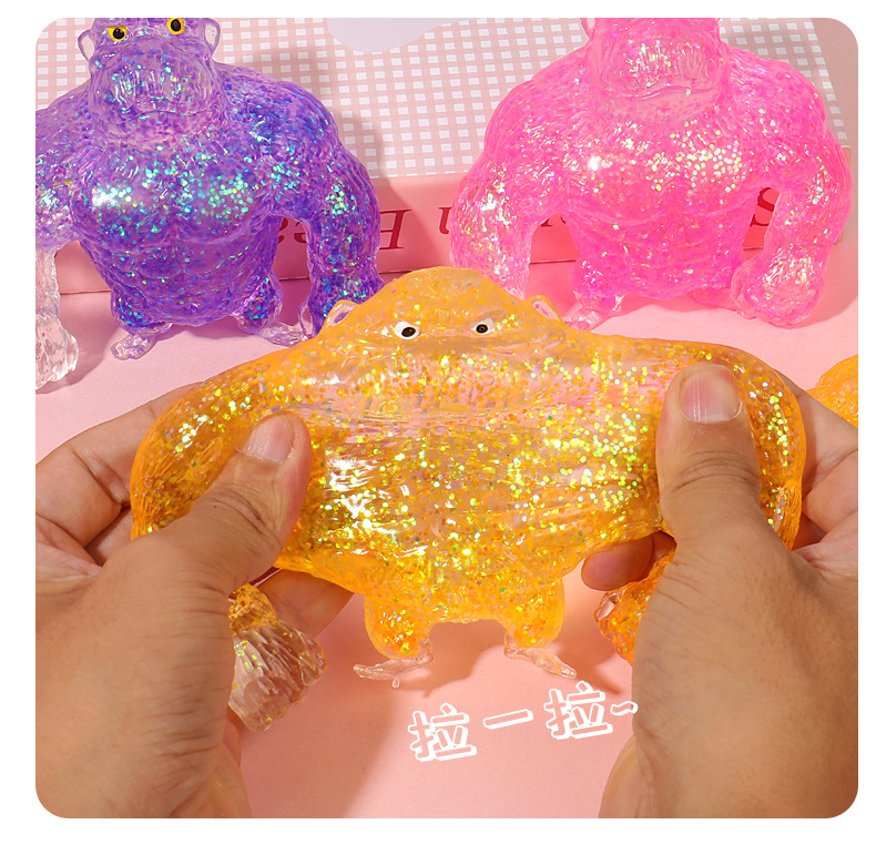 New pectin gold powder stress-relieving Gorilla Cross-border foreign trade sand stretching two-color gorilla Stress-relieving and venting toy pic 8